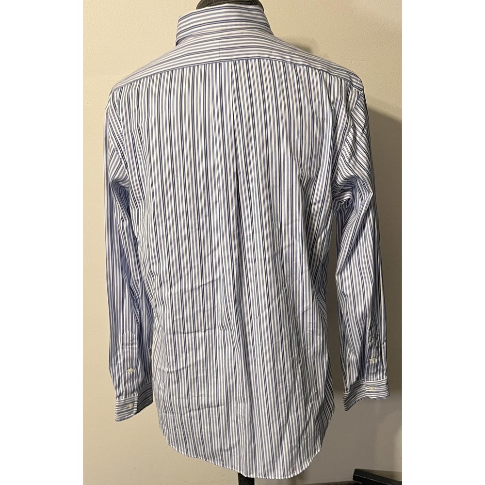 Ralph Lauren Shirt Mens Large Blue Stripe Custom Fit Button Down Long Sleeve - Picture 6 of 10